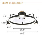 28 Inch Modern Black/Gold Smart Flush Mount Ceiling Fan with Dimmable LED Light and Remote, 6 Speeds DC Motor Low Profile Ceiling Fan