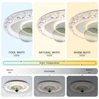 DC2007-BellaDepot 19.5" Crystal Flush Mount Reversible Ceiling Fan with LED Light Kit Included and Remote