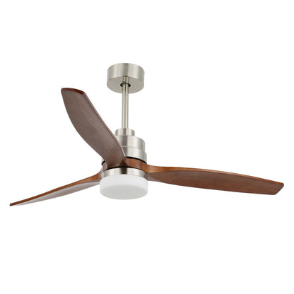 52 in. Classical LED Sliver Ceiling fan with LED Light and Remote, 6 Speeds, 3 Wood Blades