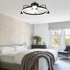 28 Inch Modern Black/Gold Smart Flush Mount Ceiling Fan with Dimmable LED Light and Remote, 6 Speeds DC Motor Low Profile Ceiling Fan
