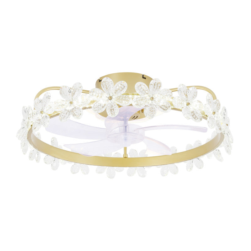 DC2202-BellaDepot 20.6" Crystal Flower Low Profile Reversible Ceiling Fan with LED Light Kit Included and Remote