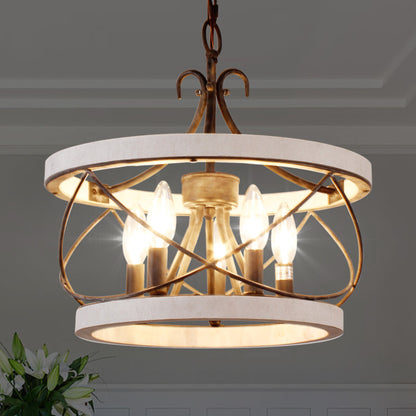 Mid-century 5-Light Caged Ceiling Light Chandelier with Dimmable Length