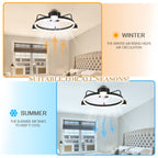 28 Inch Modern Black/Gold Smart Flush Mount Ceiling Fan with Dimmable LED Light and Remote, 6 Speeds DC Motor Low Profile Ceiling Fan