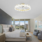 DC2202-BellaDepot 20.6" Crystal Flower Low Profile Reversible Ceiling Fan with LED Light Kit Included and Remote