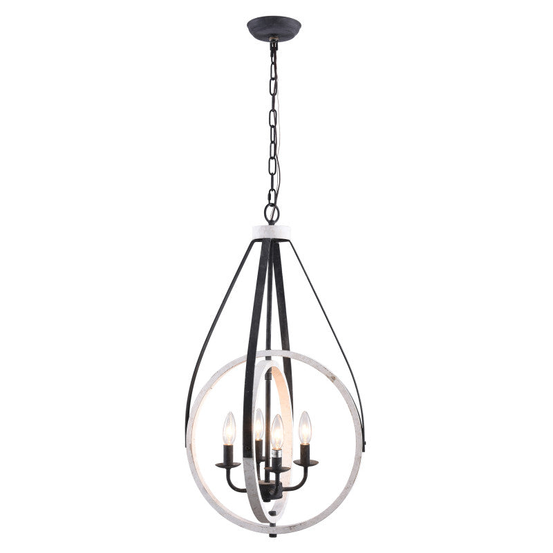 Farmhouse 4-Light Weathered Wood Dimmable Globe Chandelier
