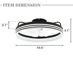 DC2003-BellaDepot 20" Black/Gold/White Modern Style Low Profile Dimmable Ceiling Fan with Remote and LED Light Kit Included