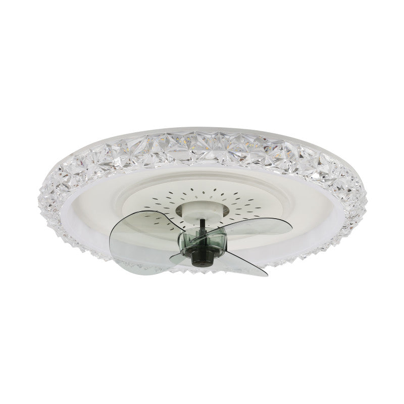 DC2007-BellaDepot 19.5" Crystal Flush Mount Reversible Ceiling Fan with LED Light Kit Included and Remote