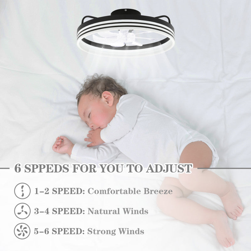 DC2003-BellaDepot 20" Black/Gold/White Modern Style Low Profile Dimmable Ceiling Fan with Remote and LED Light Kit Included