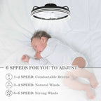 DC2003-BellaDepot 20" Black/Gold/White Modern Style Low Profile Dimmable Ceiling Fan with Remote and LED Light Kit Included